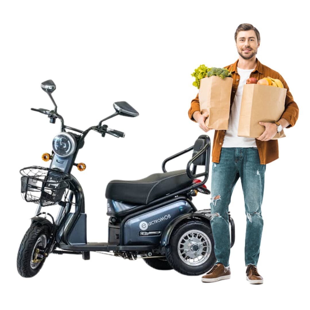 3-Wheel Electric Scooter with Dual Seats & Basket For Personal Use