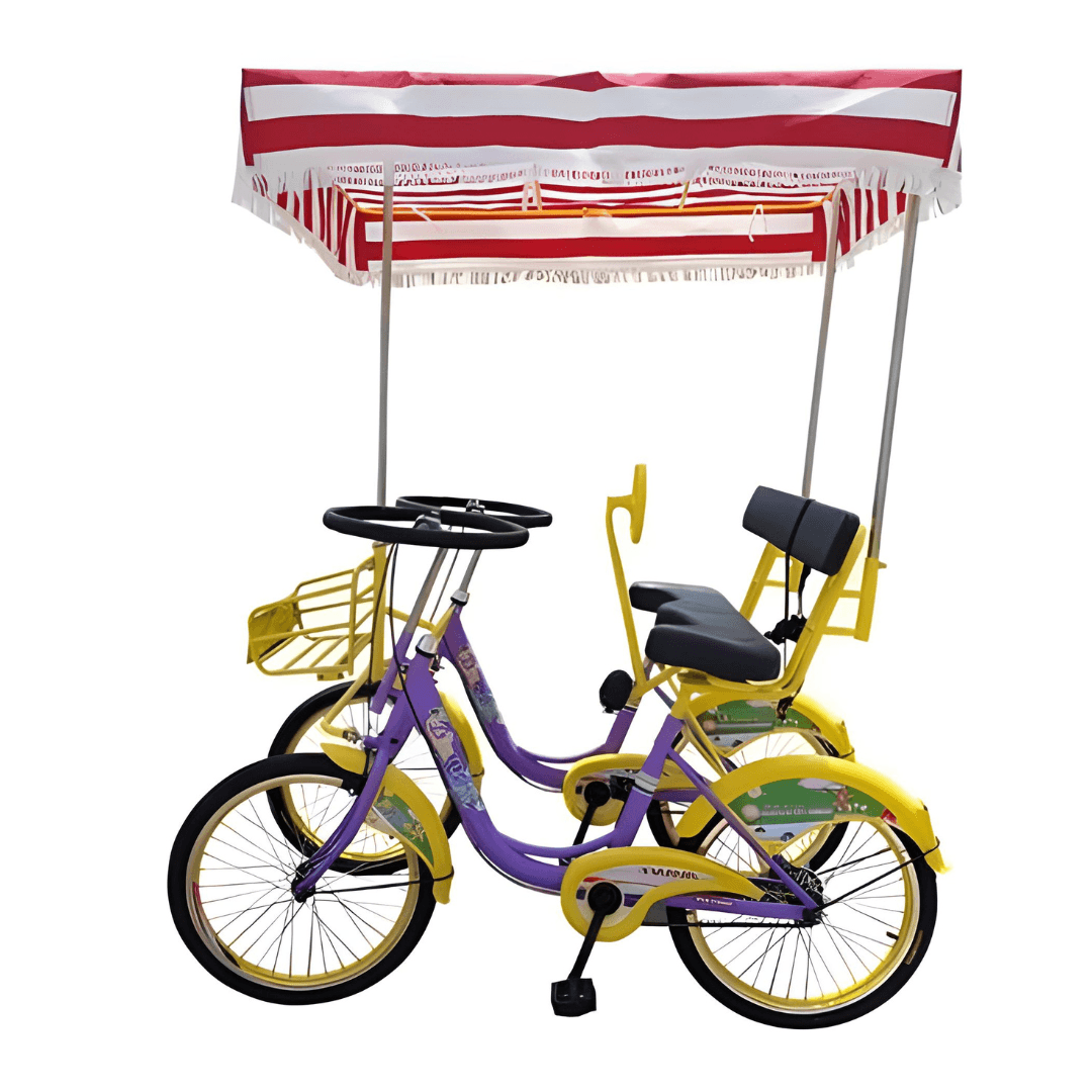 Surrey Quadricycle Tandem Bike 2 Seater With Roof and Pedal Driving