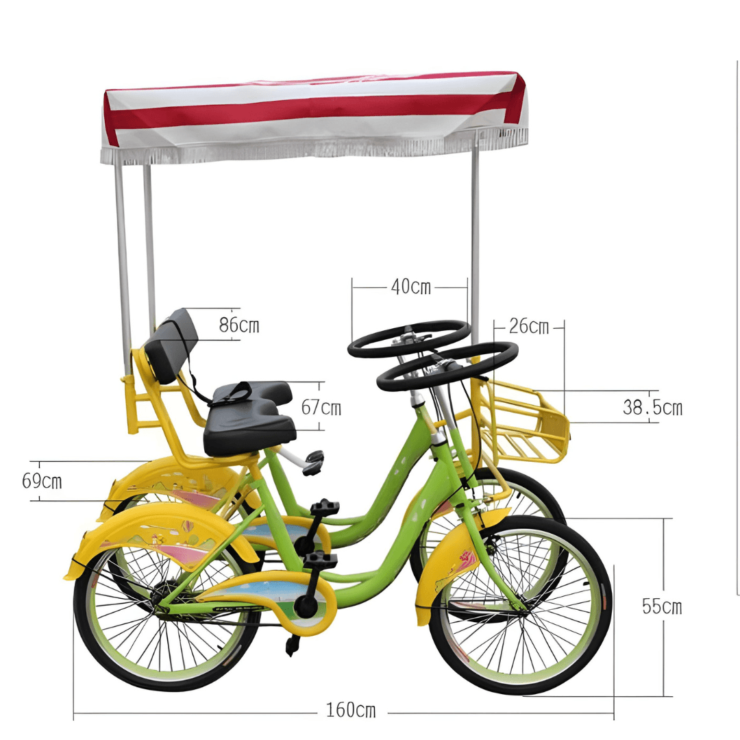 Surrey Quadricycle Tandem Bike 2 Seater With Roof and Pedal Driving thumbnail 3