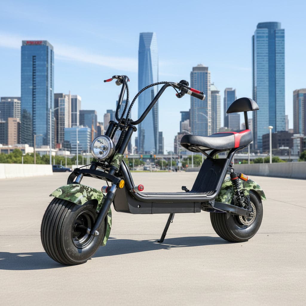 Coco Harley Fat Tyre Electric Scooter Medium with Removable Battery 48 V 1000W Rear Hub Motor and Speed of 30 km/h