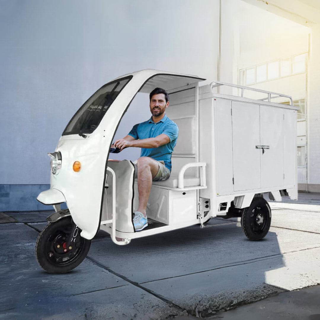 Electric Closed Cabin Cargo Scooter Delivery Motorised Tricycle 60 v