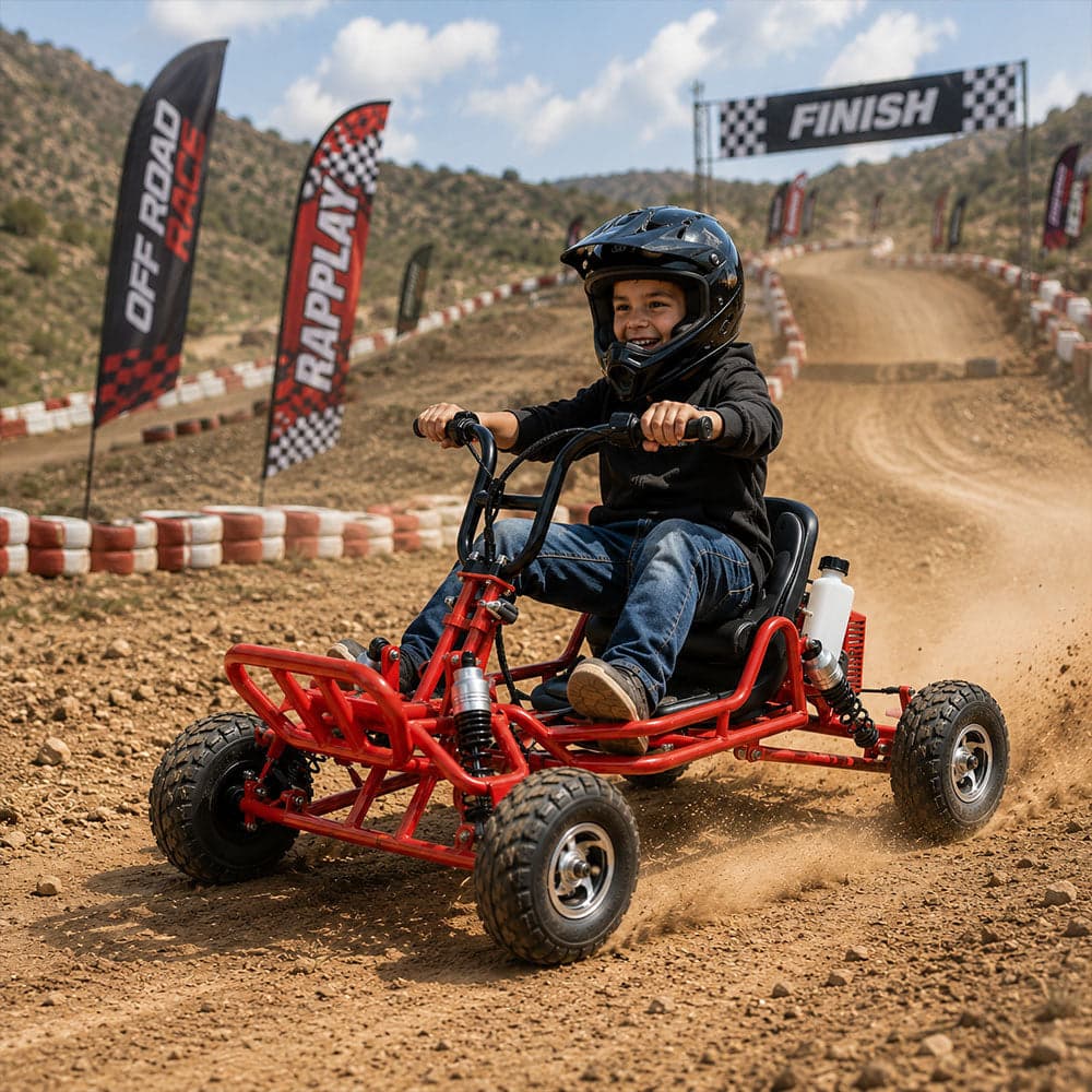 Reaper Fuel 49 CC Go Kart for Kids Off Road Buggy 2 Stroke Engine speed 50 kmph